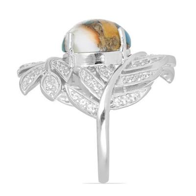 BUY 925 SILVER NATURAL OYSTER TURQUOISE GEMSTONE BIG STONE RING